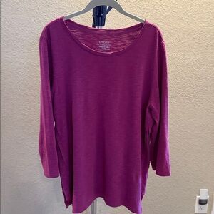Chico's Fuchsia quarter length Sleeve Tee. Size 2